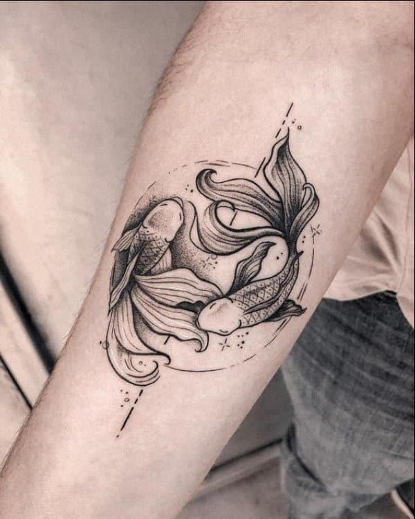 yin yang koi fish tattoos on forearm