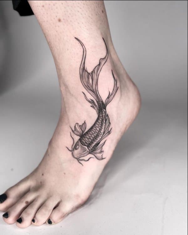 koi fish tattoo designs for girl on foot