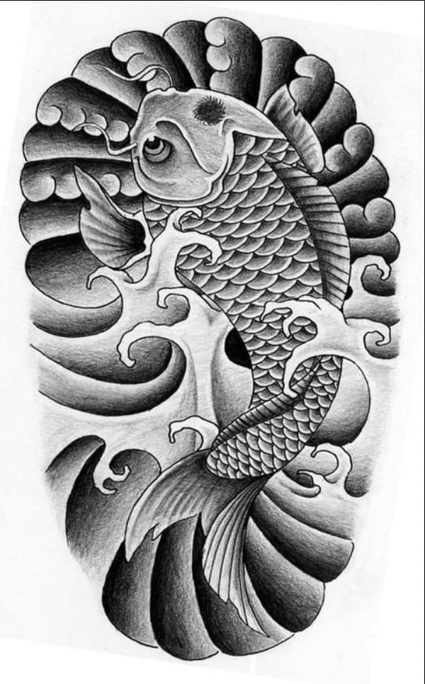 koi fish tattoo stencil