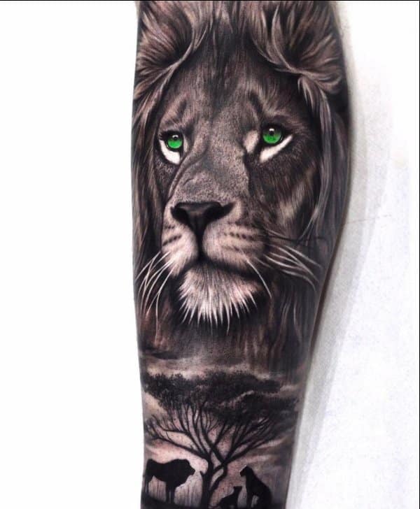 lion tattoo half sleeve