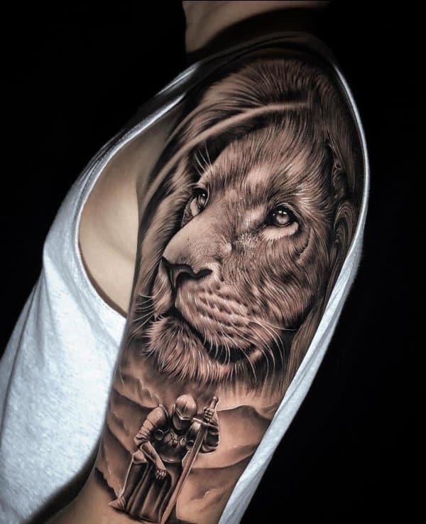 lion tattoo arm sleeve