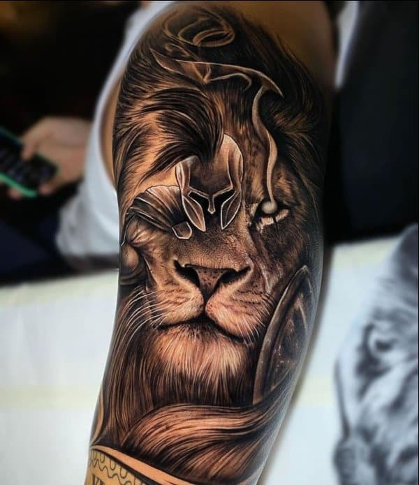 lion tattoos with warrior