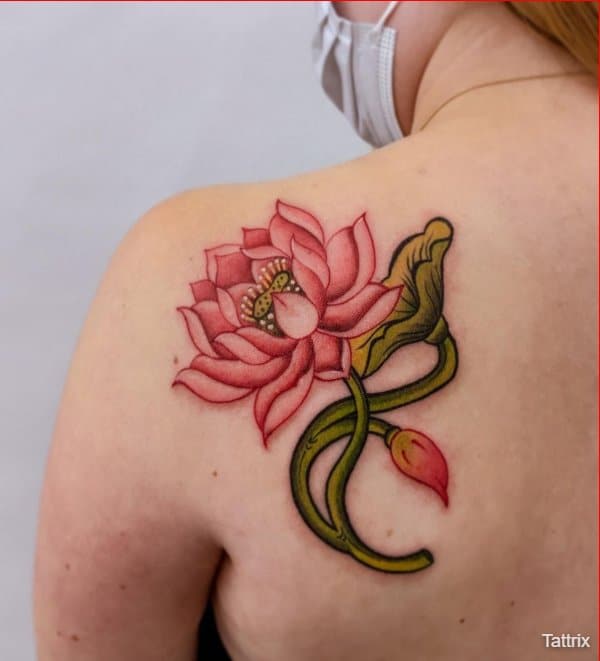 lotus shoulder tattoos for girls