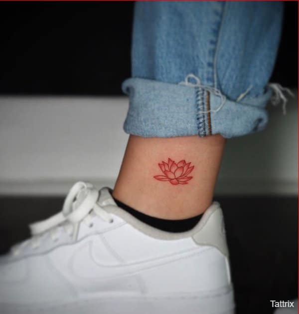 small lotus tattoos on leg