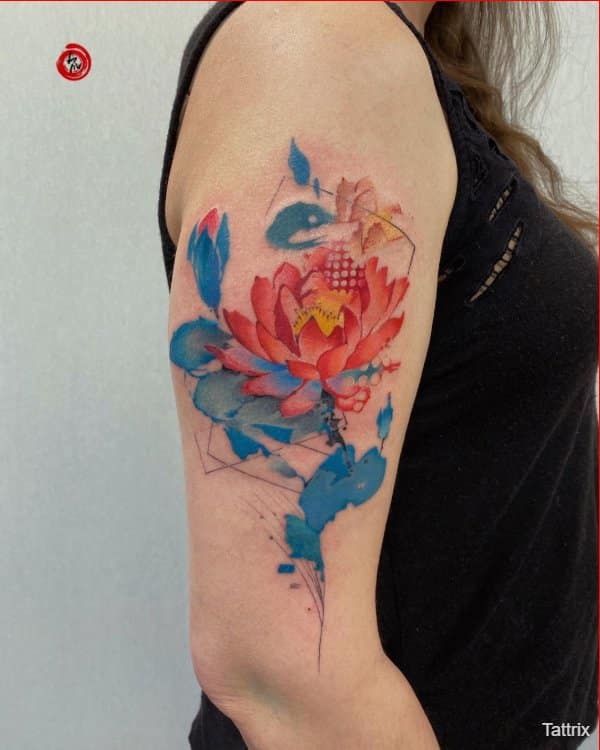 lotus tattoo on arm for girls