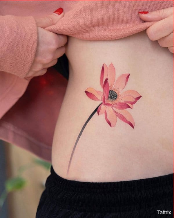 lotus tattoo on ribcage