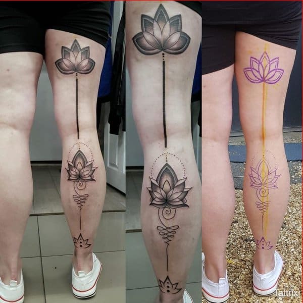 lotus tattoos on legs for girls