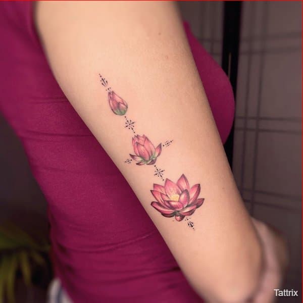 three lotus tattoos for upper arm