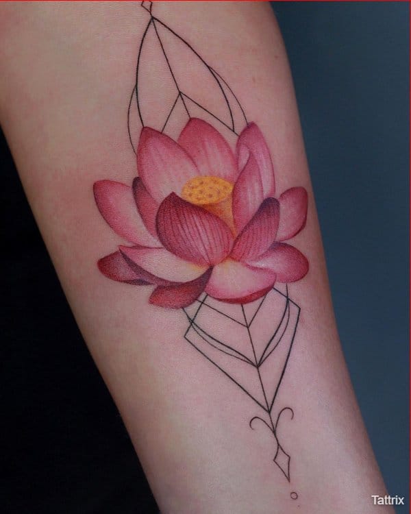 geometric lotus tattoo ideas designs