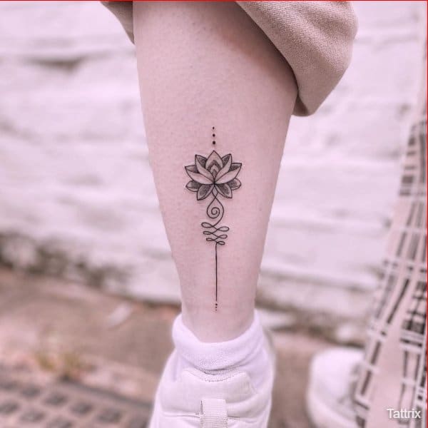 lotus tattoo on leg