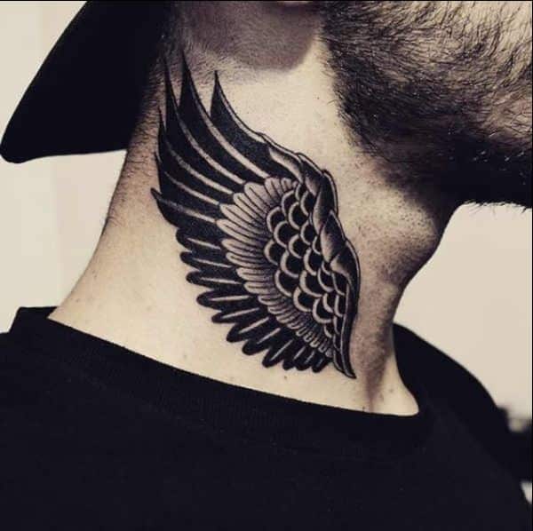 wings neck tattoos for men