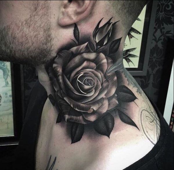 rose tattoo ideas for neck