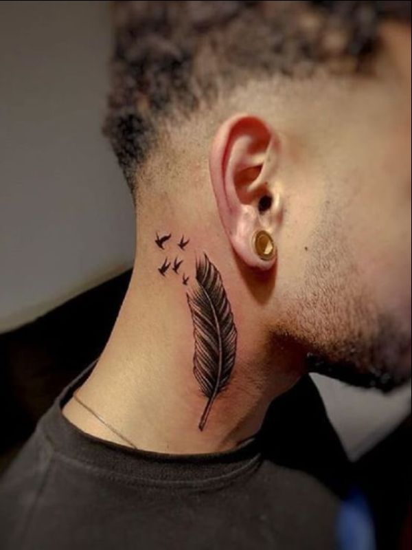 feather tattoos for neck