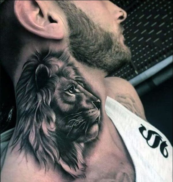 lion neck tattoo designs and ideas