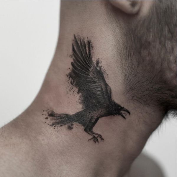 flying eagle neck tattoos