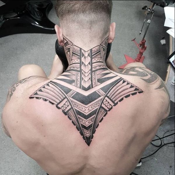 Polynesian neck tattoos