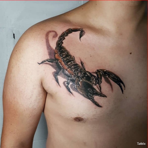 scorpion tattoo on chest