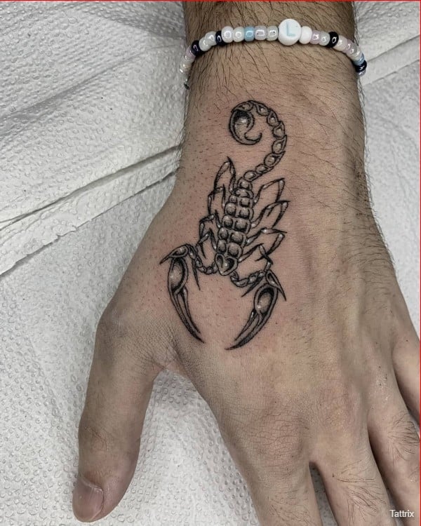 scorpion tattoos on hand