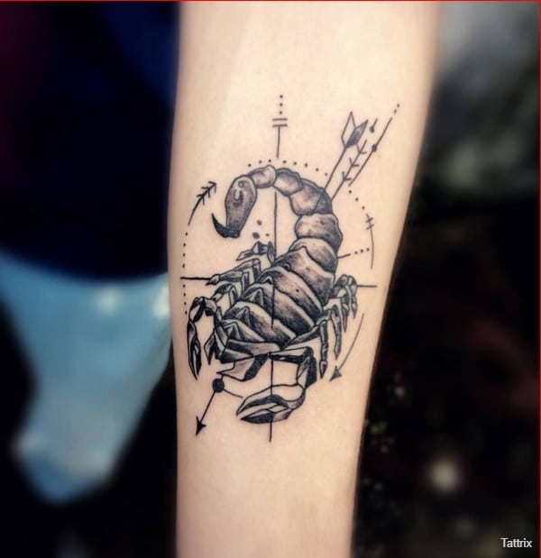 scorpion geometric tattoo