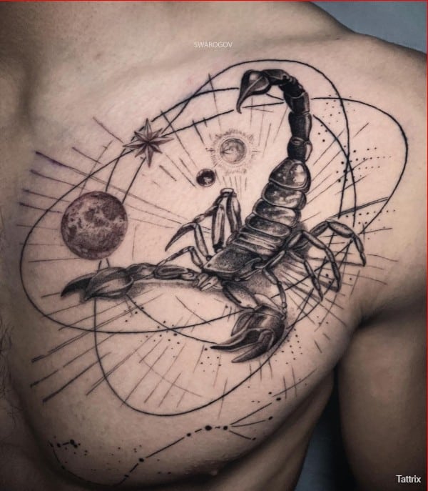 scorpion geometric tattoo