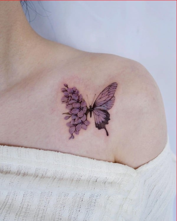 butterfly collar bone tattoos