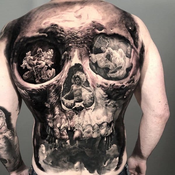 skull tattoo on full back