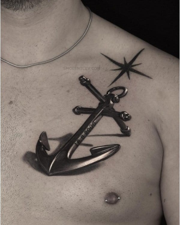 3d anchor tattoos for men on chest