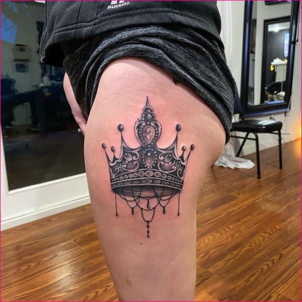 crown thigh tattoos