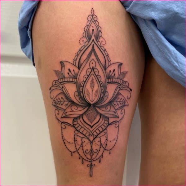 thigh tattoo mandala