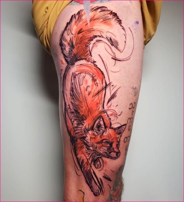 fox thigh tattoos