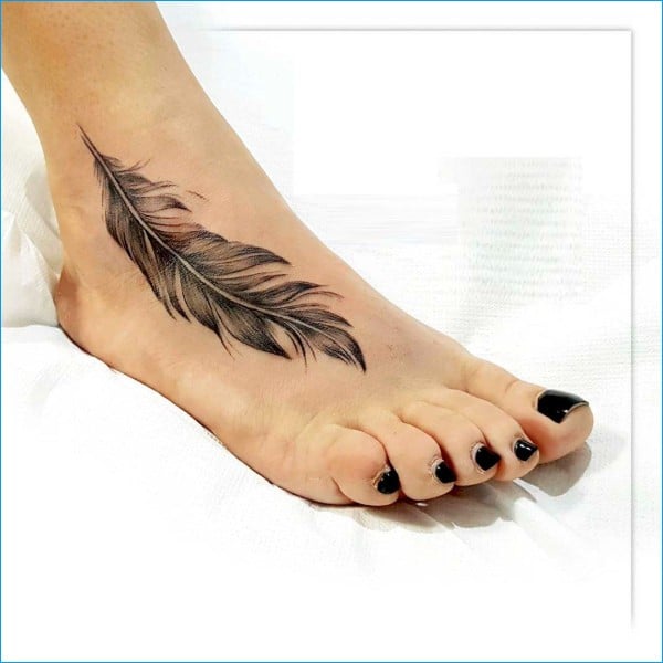 feather foot tattoos
