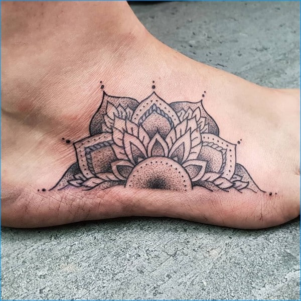 mandala foot tattoos