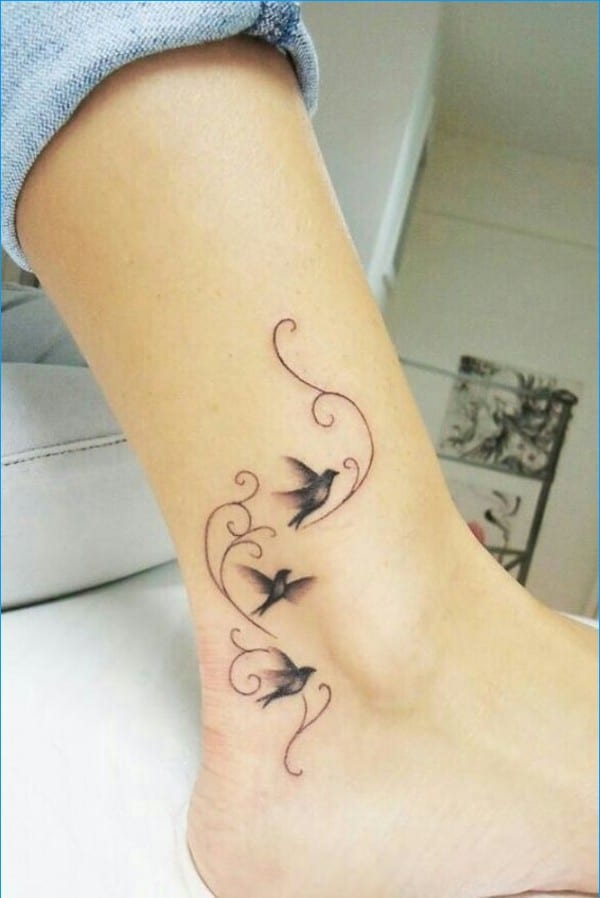 cute birds tattoos on foot