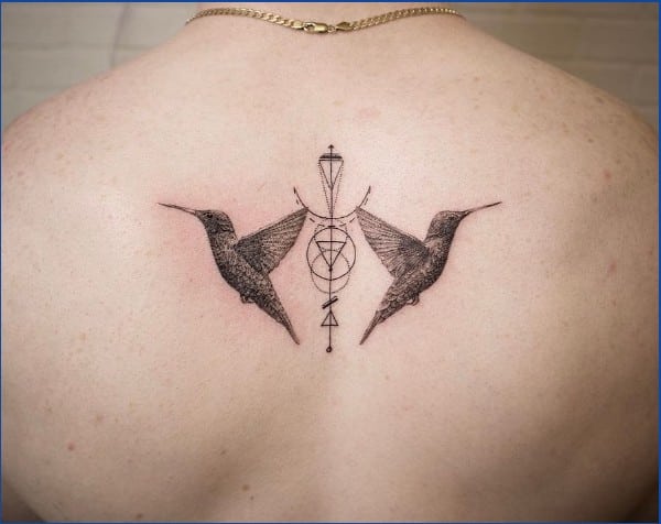 hummingbird tattoos on back
