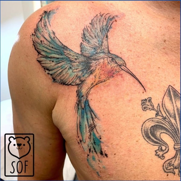 unique hummingbird tattoos on chest