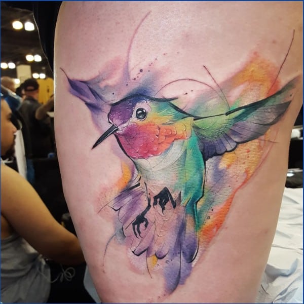 watercolor hummingbird tattoos for ladies