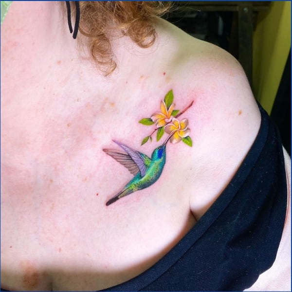 Amazing Watercolor Hummingbird Tattoo Idea