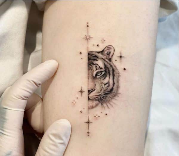 half tiger face tattoos