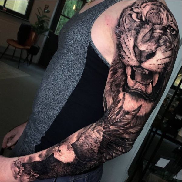 full arm tiger tattoos