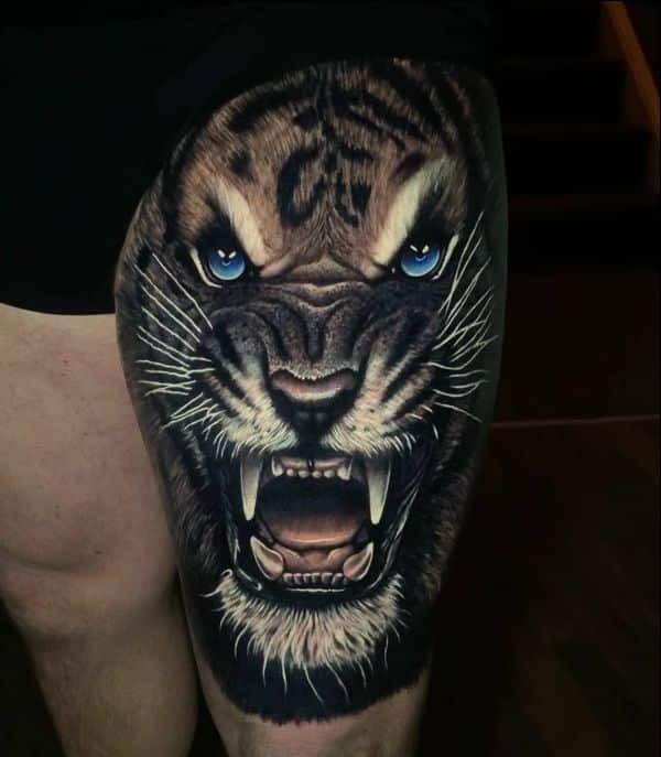 blue eyes tiger tattoos