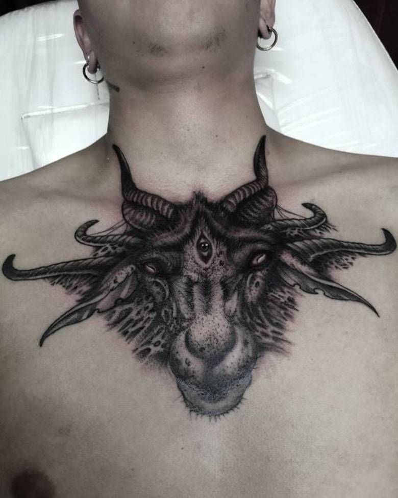 baphomet chest tattoo